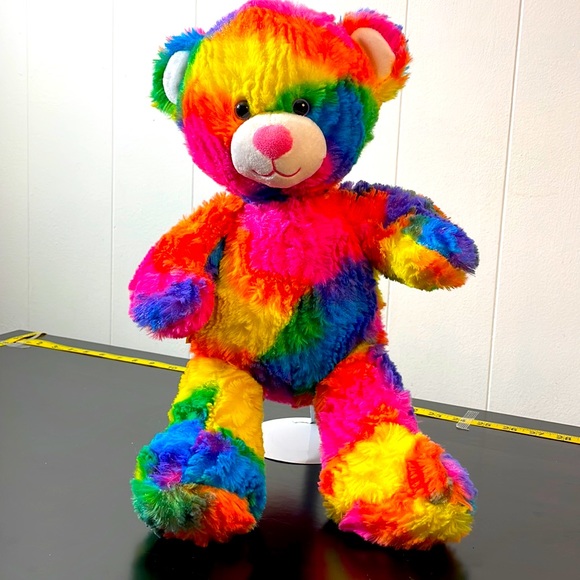 BAB Tropicolor 17" Teddy Plush Bear Sparkly Neon Tie Dye Stuffed Animal Toy - Picture 1 of 14